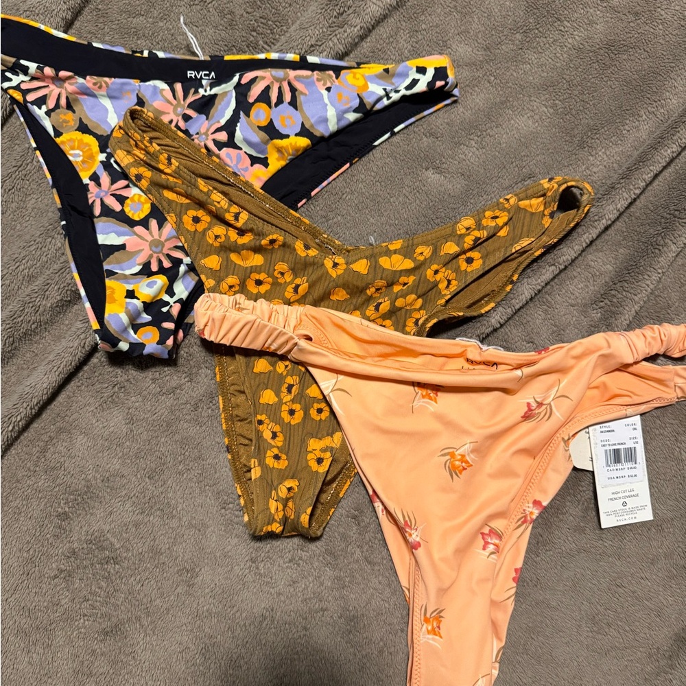 RVCA Multicolor Floral Bikini Bottoms Trio